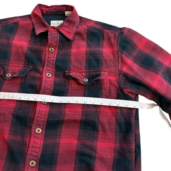 Redhead Shirt Jacket Shacket Men’s M Fleece Lined Red Buffalo Print Flannel Coat - Picture 14 of 15